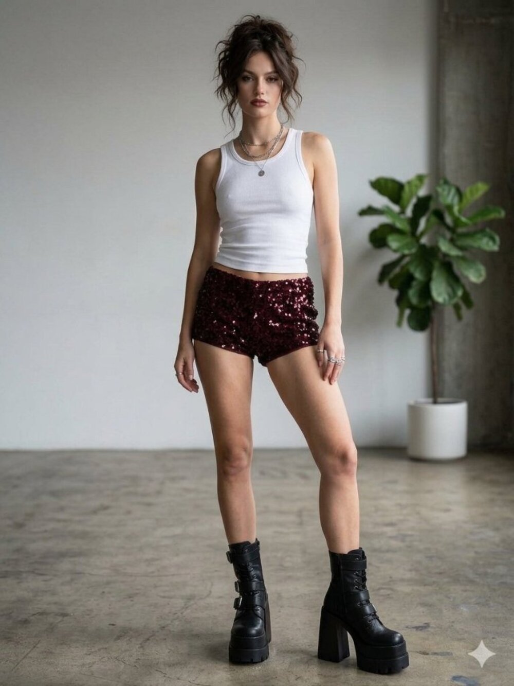 NWT Wild Fable Low Rise Rave Festival Burgundy Sequin Micro Shorts Hot Pants L
